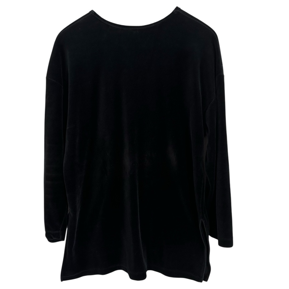 Liz & Co. Vintage Black Button Front Velvet Cardigan with Pockets size Small - Picture 3 of 10